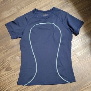 Lululemon Womens Navy Blue Athletic T-Shirt Size S Running Gym Short Sleeve